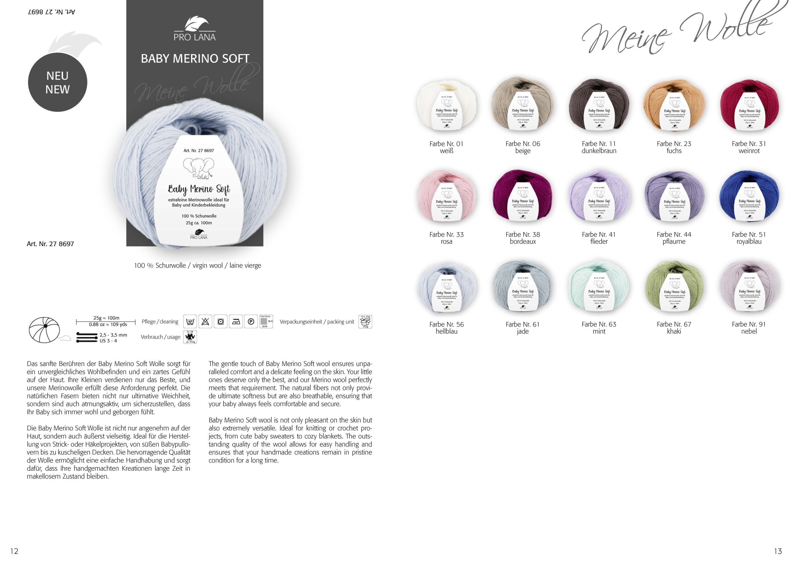 Pro Lana Baby Merino Soft - Farbkarte Pro Lana Baby Merino Soft - Farbkarte
